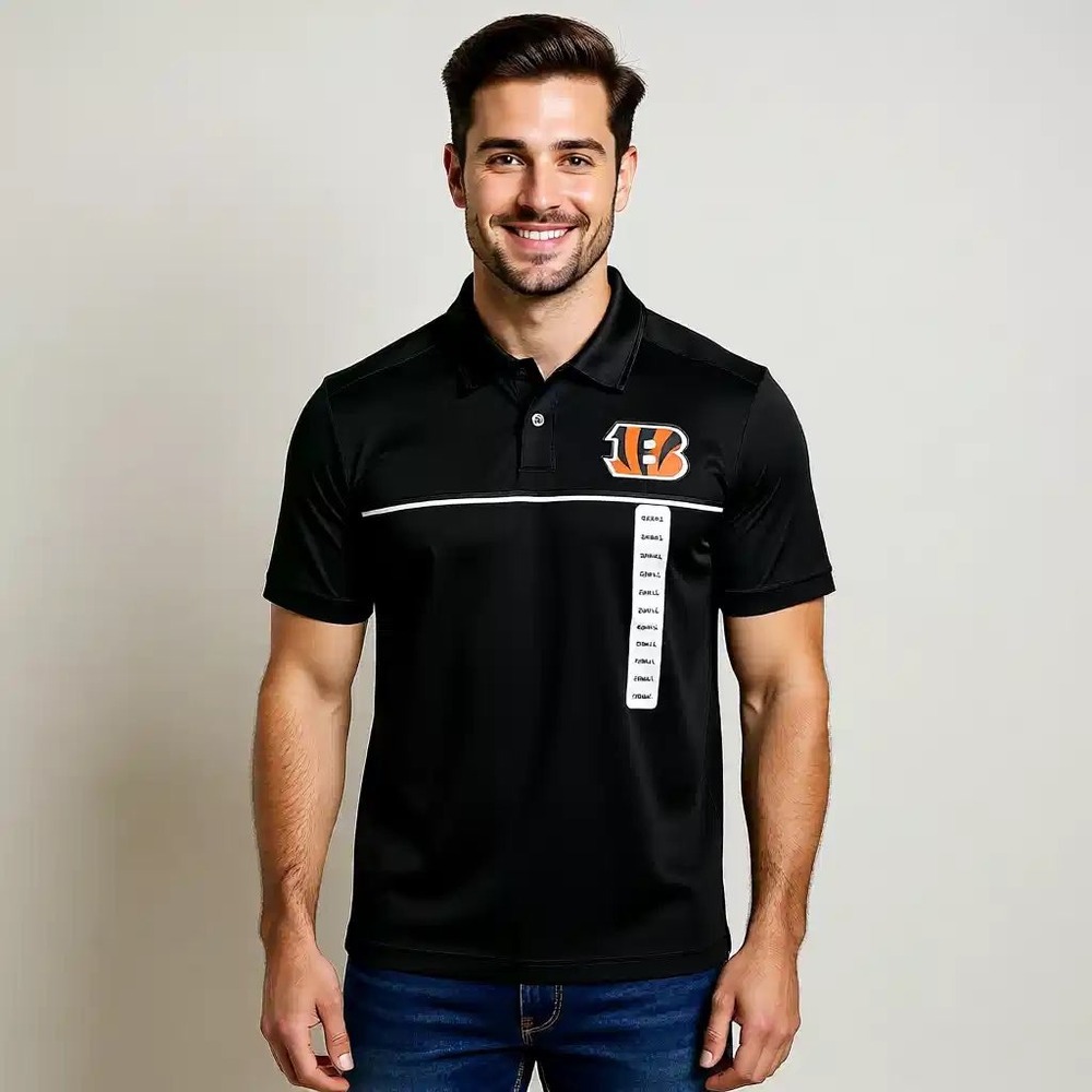 NFL Cincinnati‎ Bengals Team Apparel Black Polo Shirt Men's Small